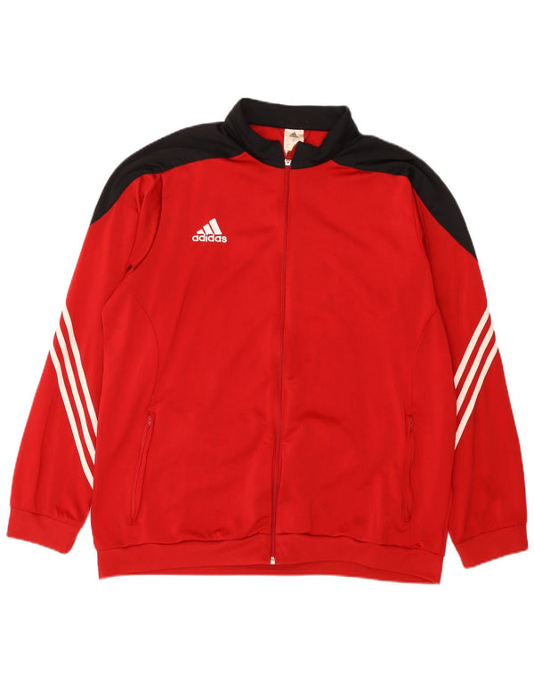 Adidas Męska bluza dresowa Top 2XL Czerwony poliester z blokami kolorów