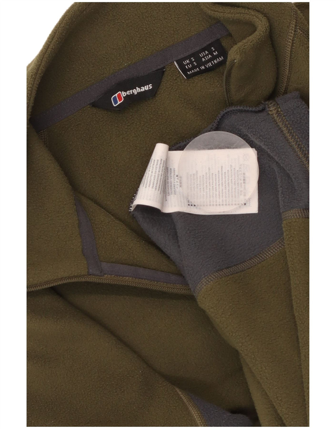 Męski sweter polarowy BERGHAUS z zamkiem błyskawicznym, mały, poliestrowy w kolorze khaki