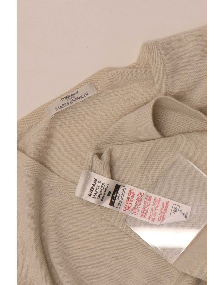 Marks & Spencer Męski top z długim rękawem XL, beżowy, bawełniany
