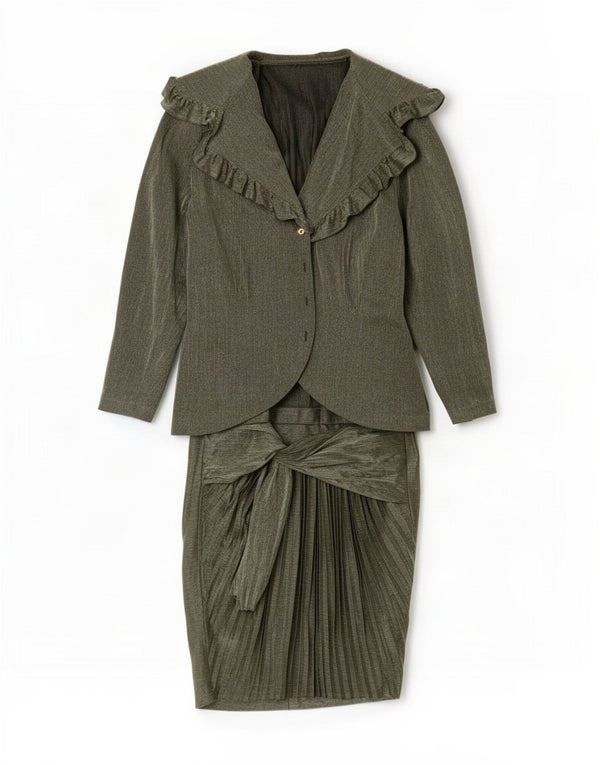 Dwuczęściowy zestaw spódnic damskich w stylu vintage IT 44 Medium W28 Zielona wiskoza