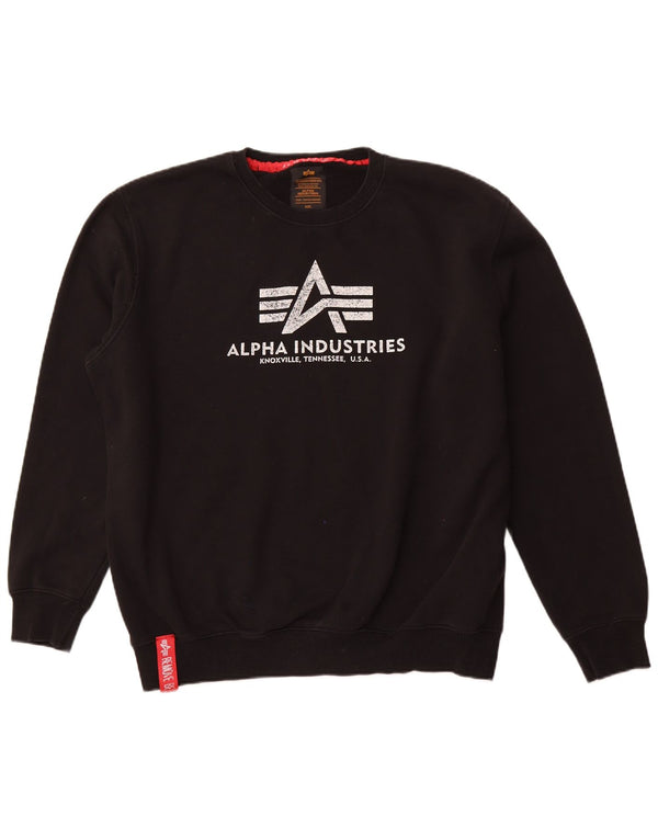 Męska bluza z grafiką ALPHA INDUSTRIES, 2XL, czarna, bawełniana