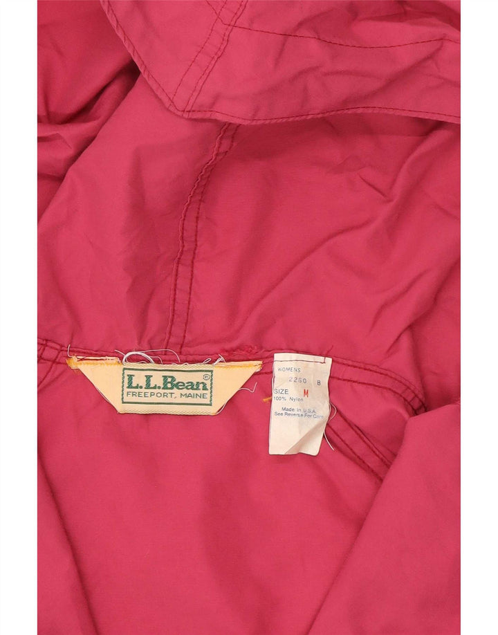 Damska kurtka przeciwdeszczowa z kapturem i kapturem L.L.Bean UK 14 Średni różowy nylon