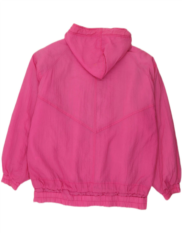 Vintage damska kurtka z kapturem, oversize, wyściełana UK 24 4XL, różowy poliamid