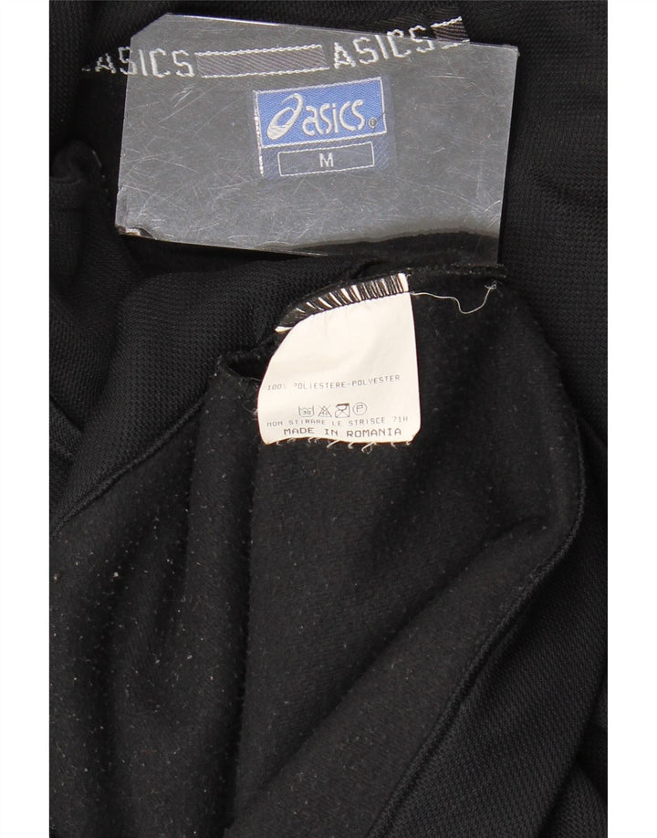 Męska kurtka dresowa Asics z grafiką, średnia czarna, poliester z blokami kolorów