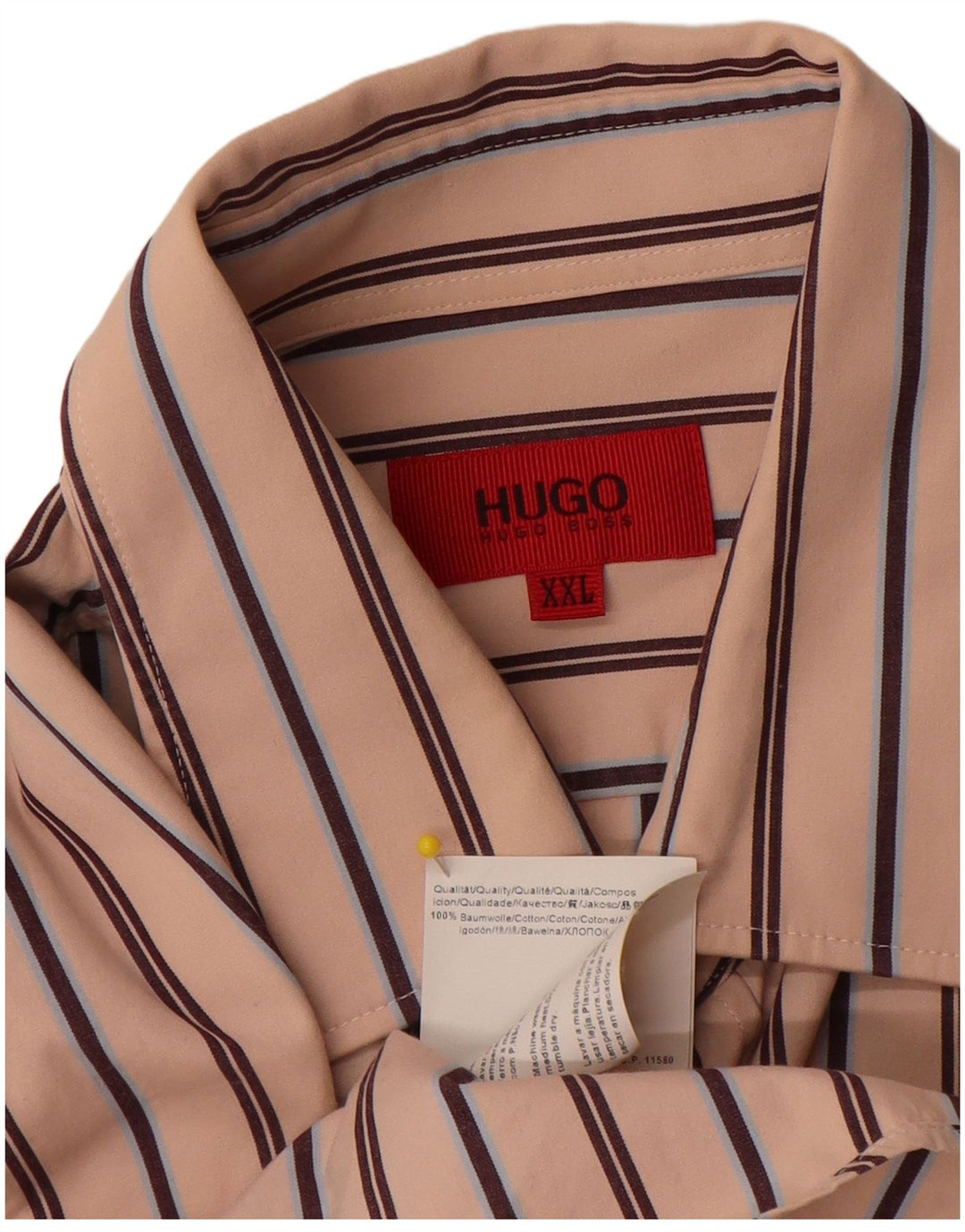 Koszula męska Hugo Boss 2XL, beżowa, bawełniana w paski