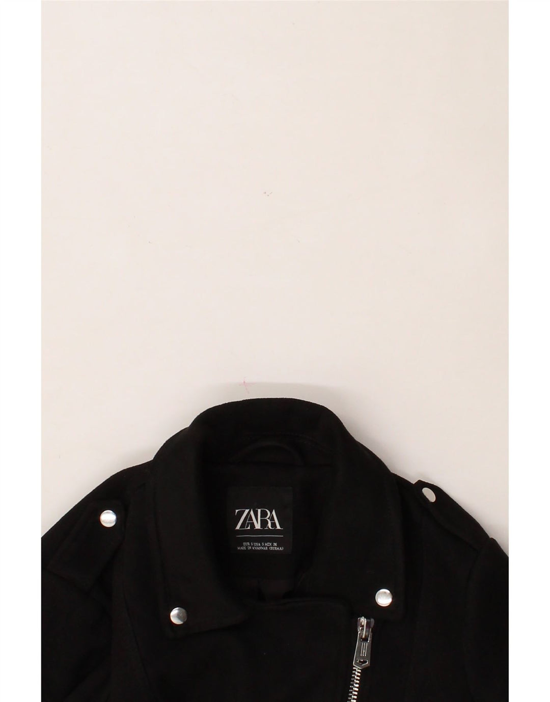 ZARA Womens Crop Bomber Jacket UK 10 Small Black Biker Vintage Zara and Second-Hand Zara from Messina Hembry 