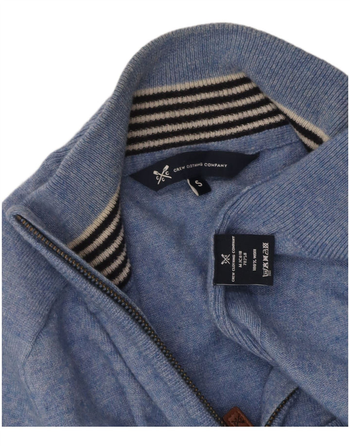 CREW CLOTHING Mens Zip Neck Jumper Sweater Small Blue Flecked Wool