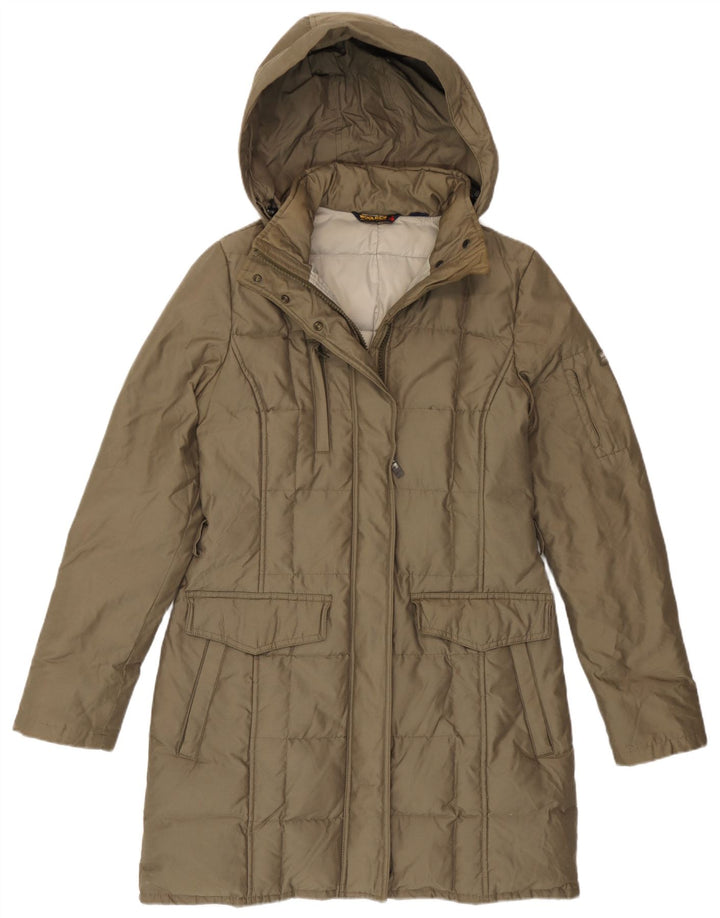 Damski ocieplany płaszcz z kapturem Woolrich UK 14, średnia bawełna khaki