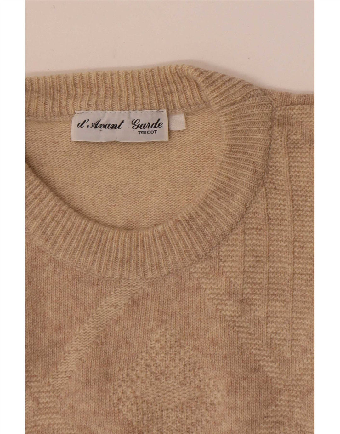 Sweter męski Avant Garde z okrągłym dekoltem, średnio beżowy Argyle/Diament