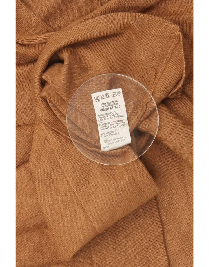 Marks & Spencer Damski top z rękawem 3/4 UK 10 Small Brown Wiskoza