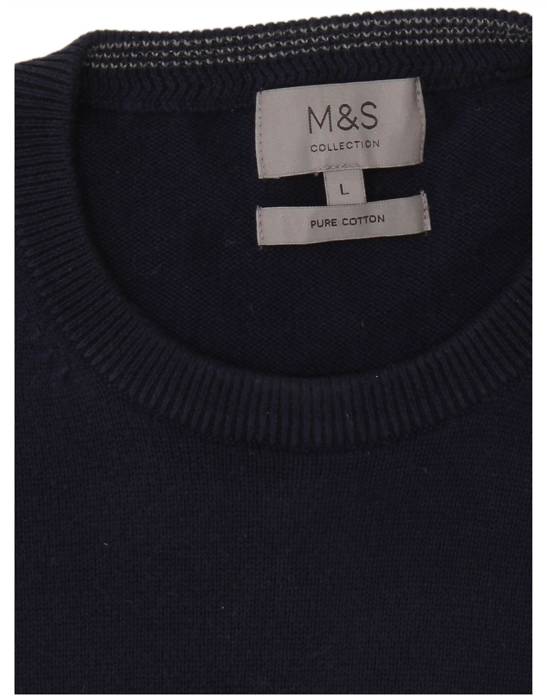 Marks & Spencer Męski sweter z okrągłym dekoltem, duży, granatowy, bawełniany