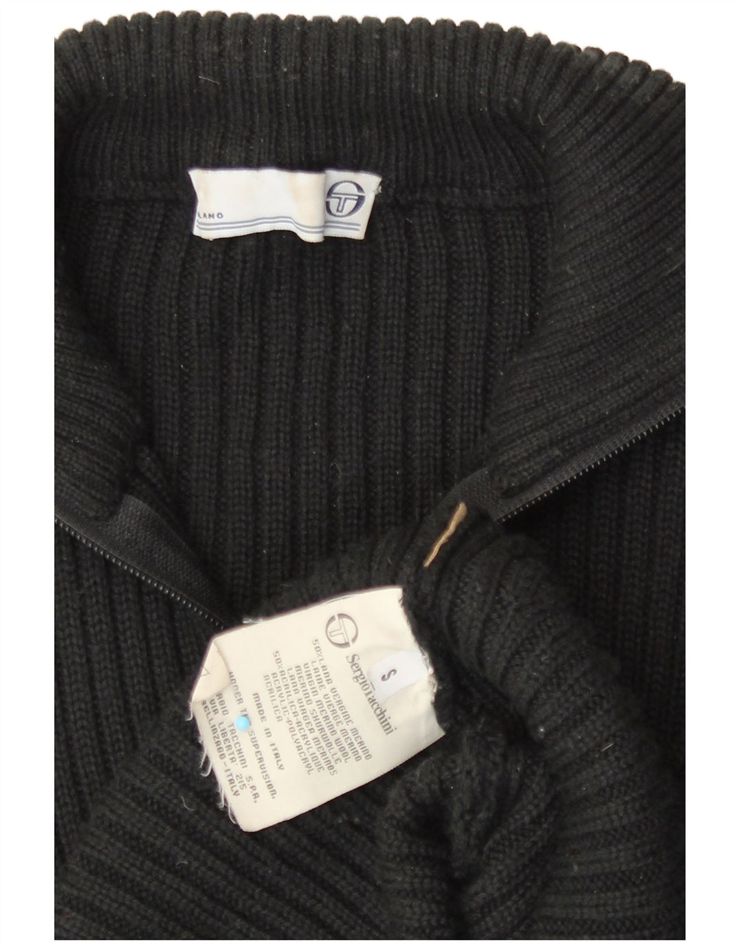 Damski sweter rozpinany Sergio Tacchini z pełnym zamkiem UK 10, mały czarny
