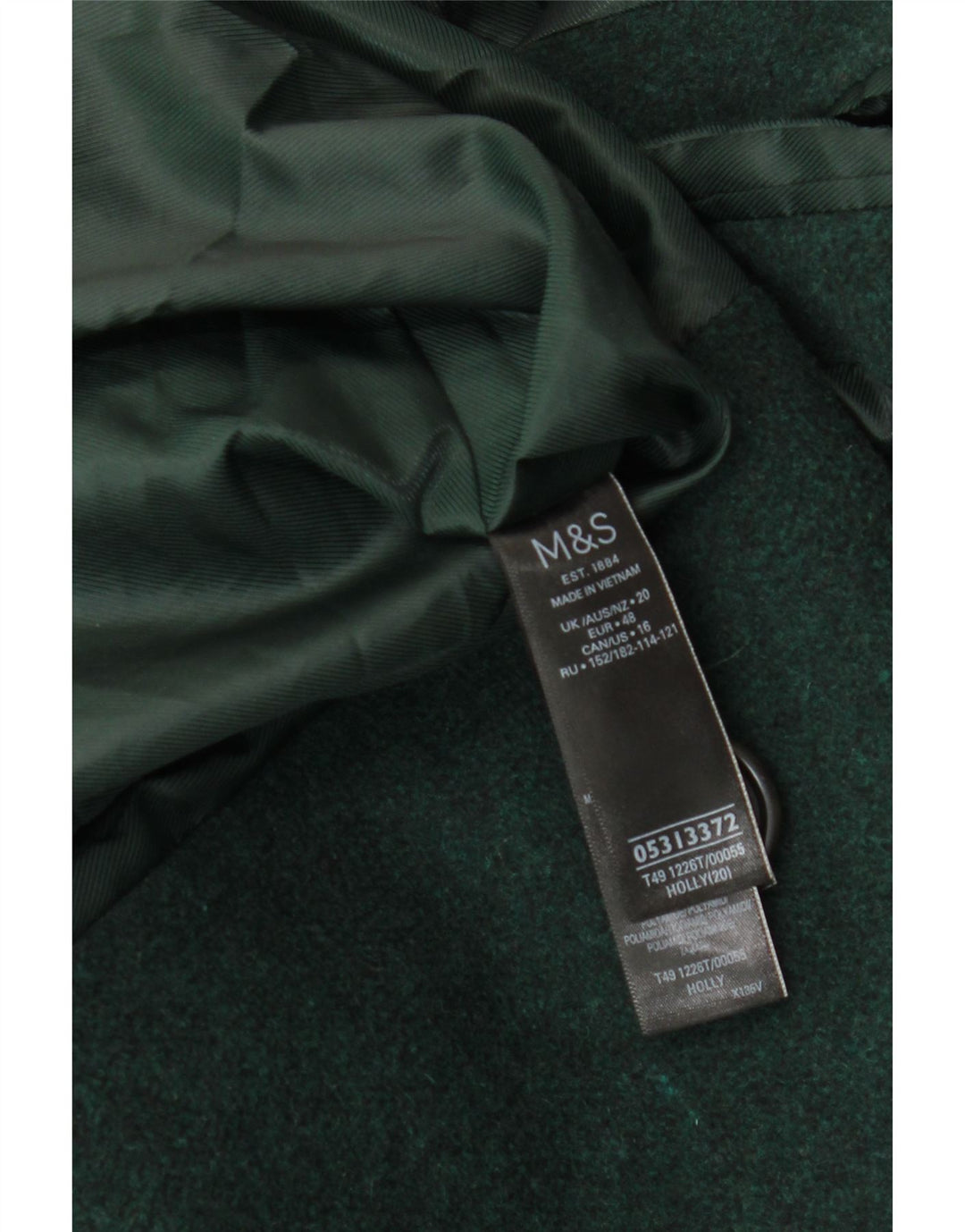 Marks & Spencer Damski płaszcz dwurzędowy UK 20 2XL Zielona wełna