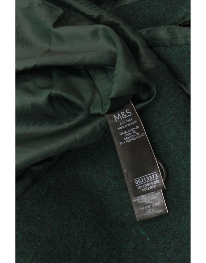 Marks & Spencer Damski płaszcz dwurzędowy UK 20 2XL Zielona wełna