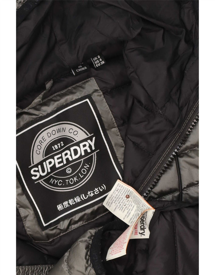 Damska wyściełana kurtka z kapturem Superdry UK 8, mała, szary poliester