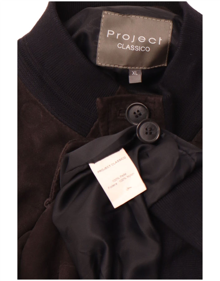 PROJECT CLASSICO Męska zamszowa kurtka bomber UK 42 XL, brązowa skóra