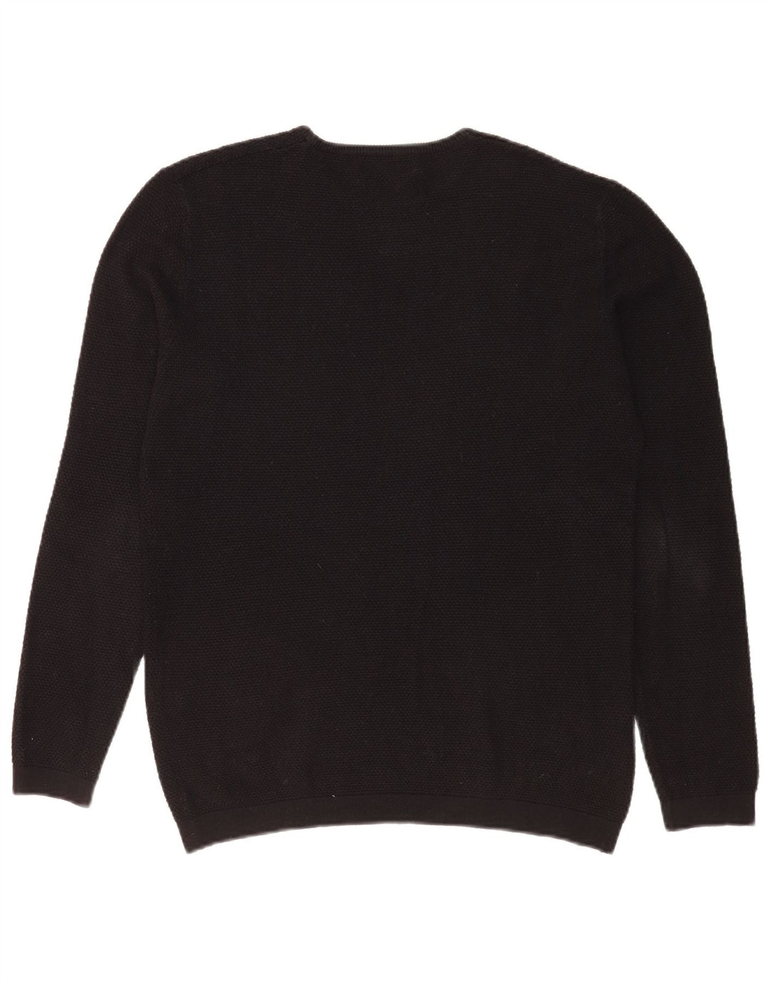 Zara Męski sweter z okrągłym dekoltem, duży, czarny akryl