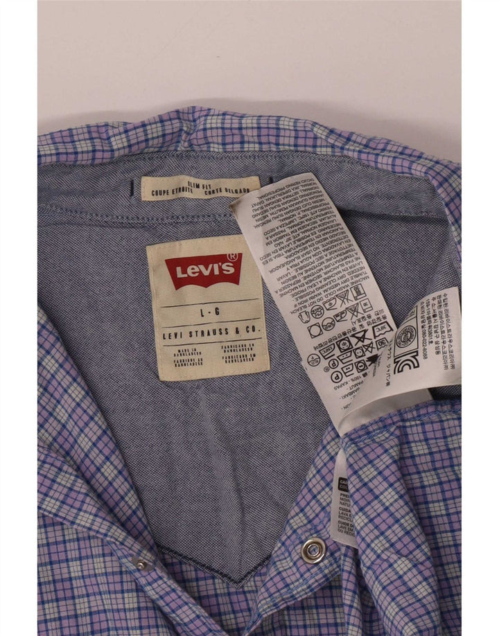 Koszula męska Levi's Slim Fit, duża, niebieska, bawełniana w kratę
