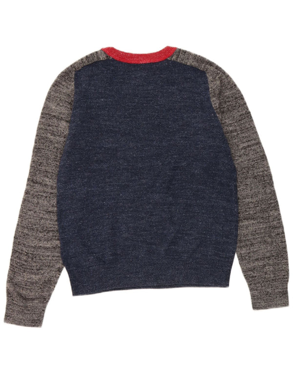 Sweter chłopięcy GAP z okrągłym dekoltem, 12-13 lat, XL, granatowy, blok kolorów