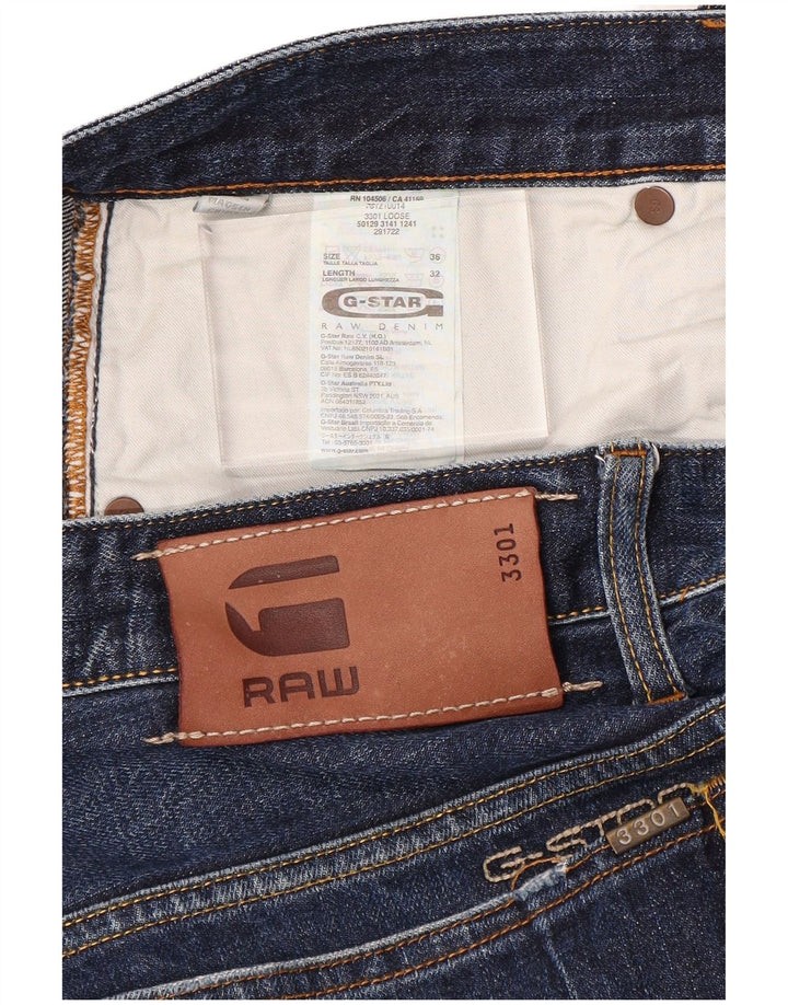 Proste dżinsy męskie G-Star 3301 W36 L32 Niebieska bawełna