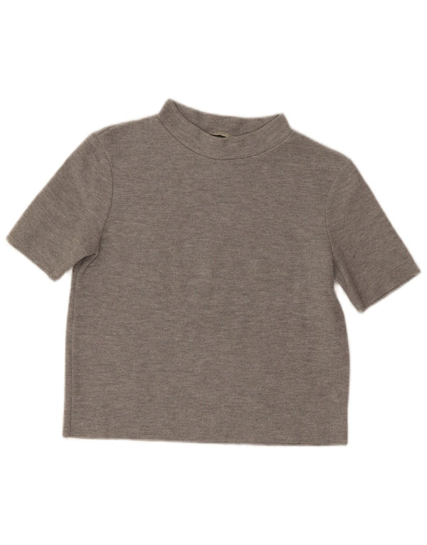 Damski krótki t-shirt Zara UK 12, średni szary poliester