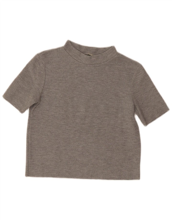 Damski krótki t-shirt Zara UK 12, średni szary poliester