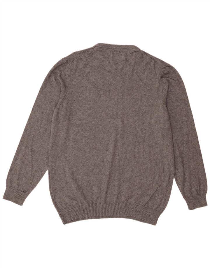 Męski sweter z okrągłym dekoltem Lyle & Scott XL, szara bawełna