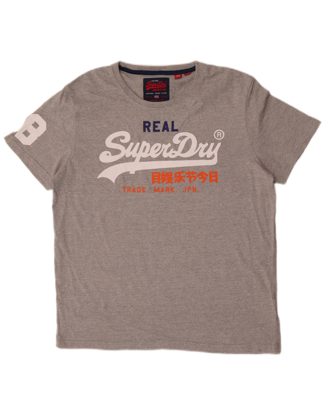 Męski T-shirt Superdry z grafiką, 2XL, szara bawełna