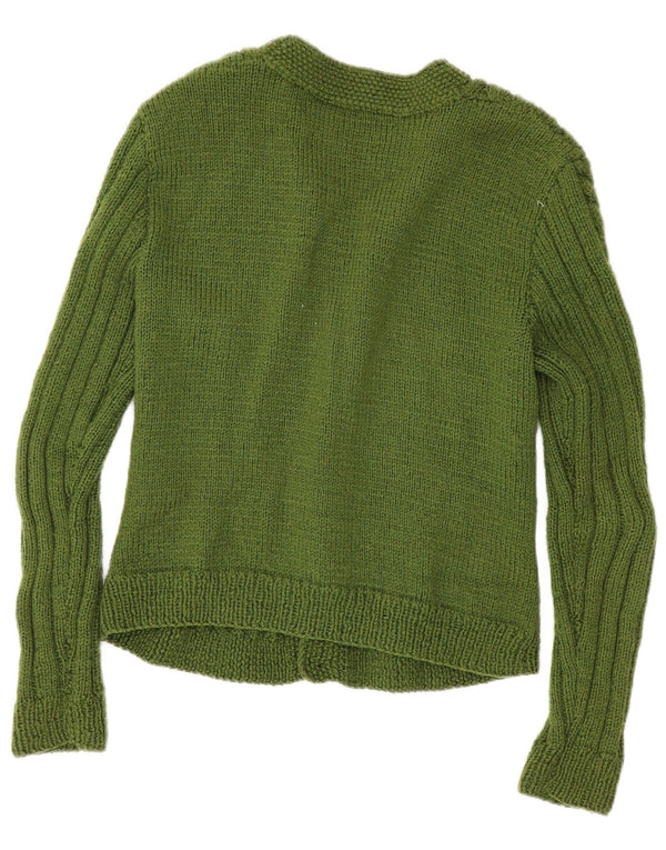 Sweter damski w stylu vintage, krótki kardigan UK 10, mały zielony