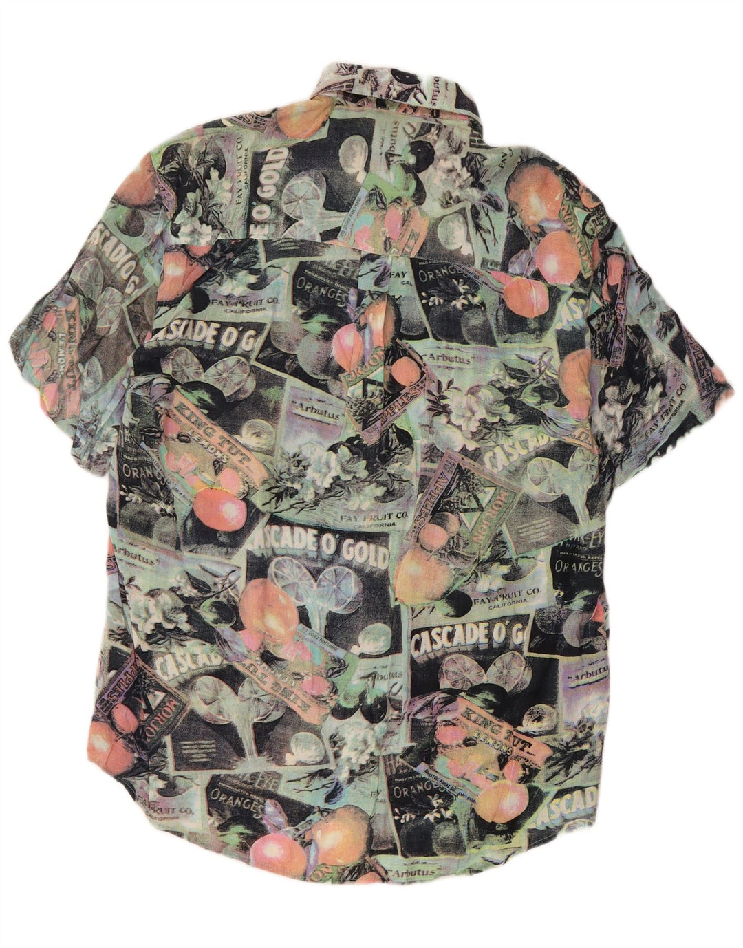 Vintage męska koszula z krótkim rękawem w abstrakcyjny wzór, duża, wielobarwna, retro