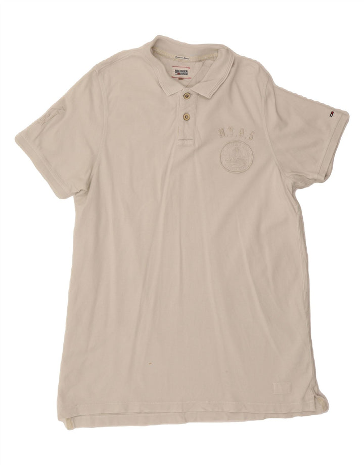 TOMMY HILFIGER Mens Polo Shirt 2XL White Cotton Vintage Tommy Hilfiger and Second-Hand Tommy Hilfiger from Messina Hembry 