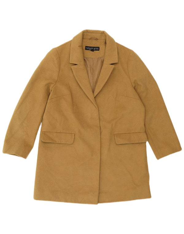 Topshop Womens Oversized Overcoat UK 10 Small Yellow Polyester