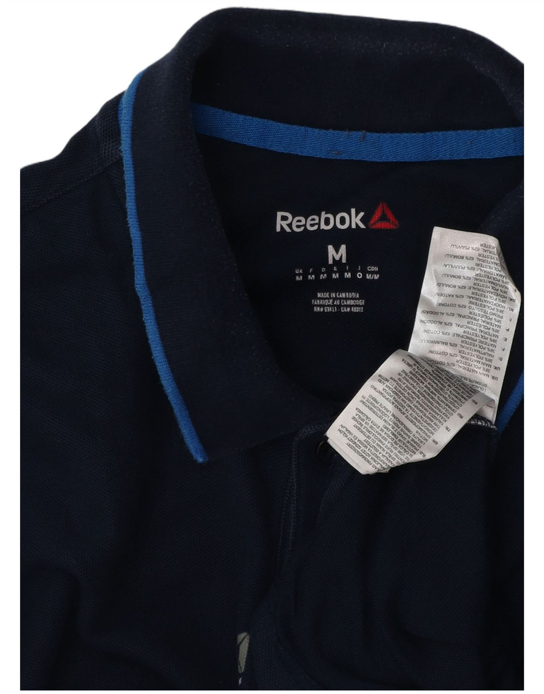 Męska koszulka polo REEBOK, średnia, granatowa, bawełniana