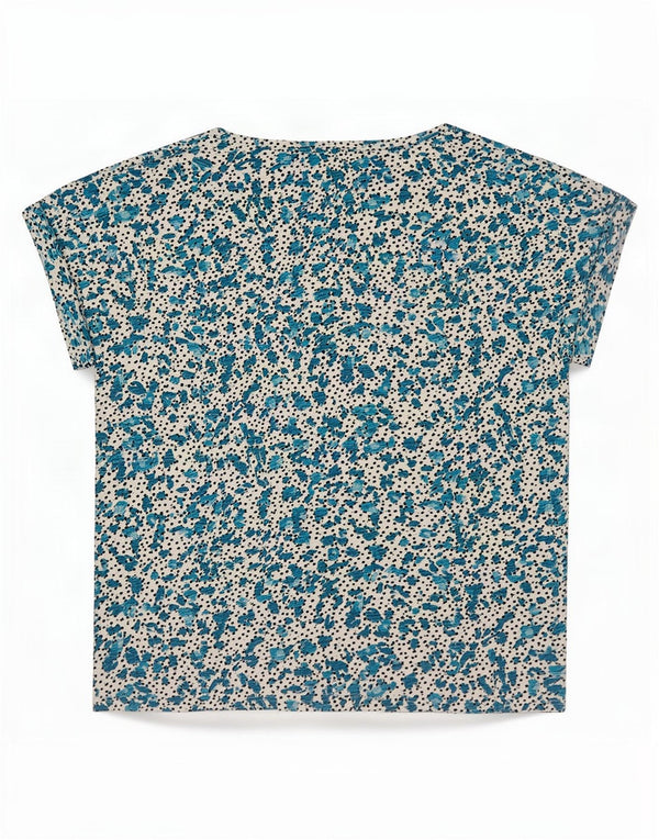 Oasis Womens T-Shirt Top UK 16 Large Blue Floral Cotton