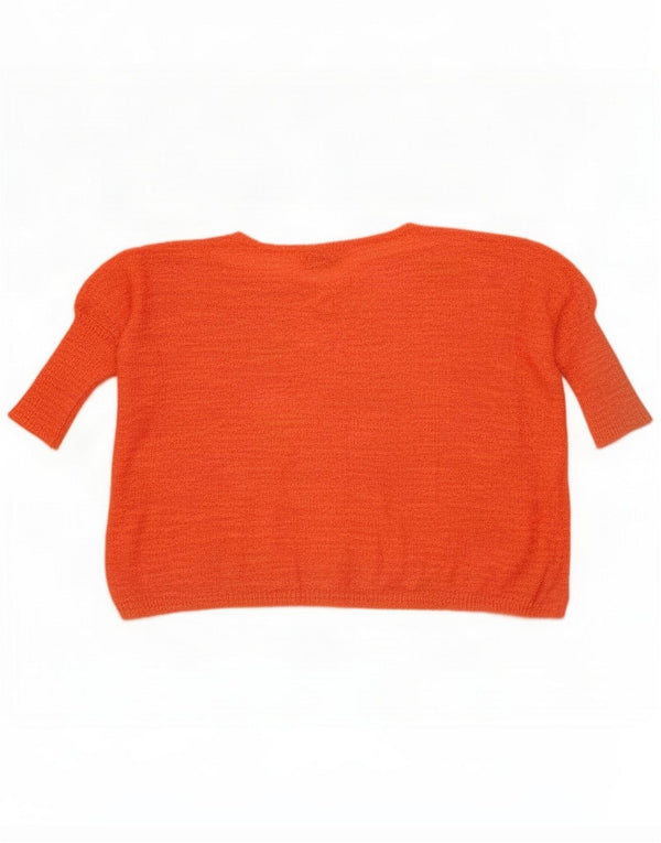 Damski sweter Zara Crop 3/4 z dekoltem w łódkę UK 10 Small Orange