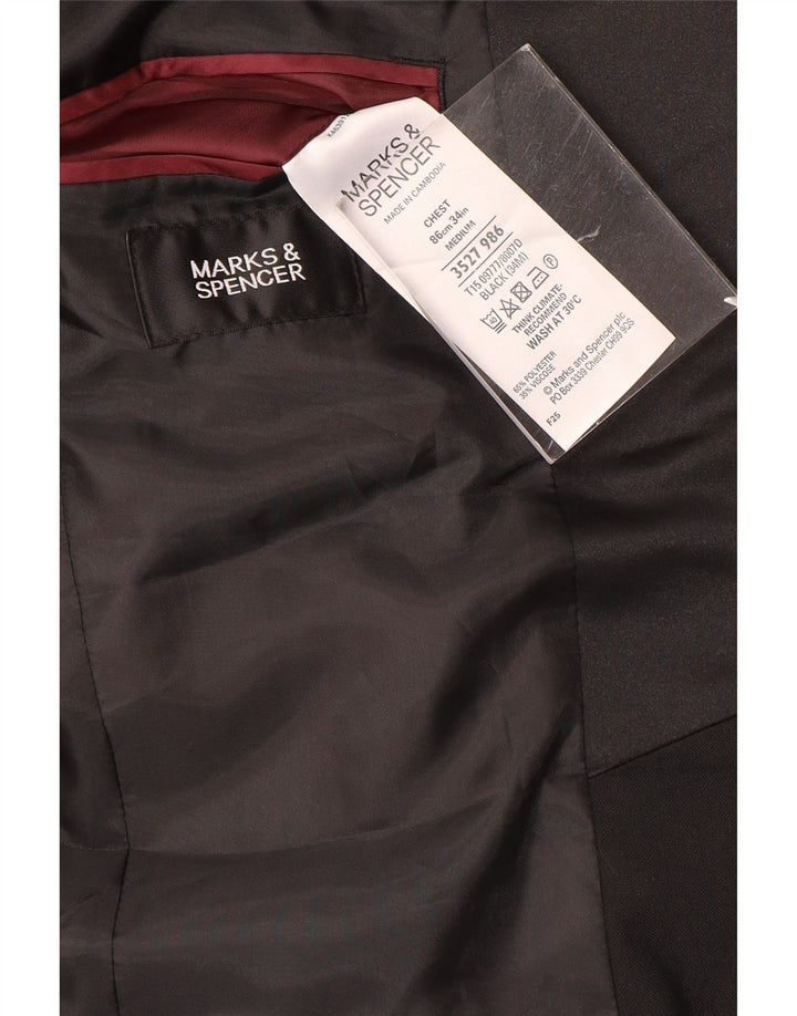 Marks & Spencer Męska marynarka zapinana na 2 guziki UK 34, mała, czarna, poliester