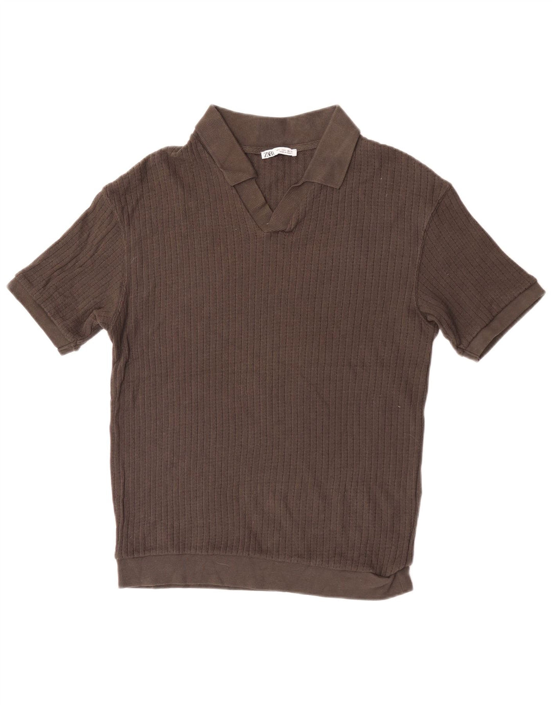 Męska koszulka polo Zara, mała, brązowa, bawełniana