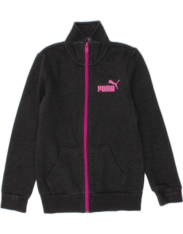 PUMA Girls Graphic Tracksuit Top Jacket 7-8 Years Grey Cotton Vintage Puma and Second-Hand Puma from Messina Hembry 