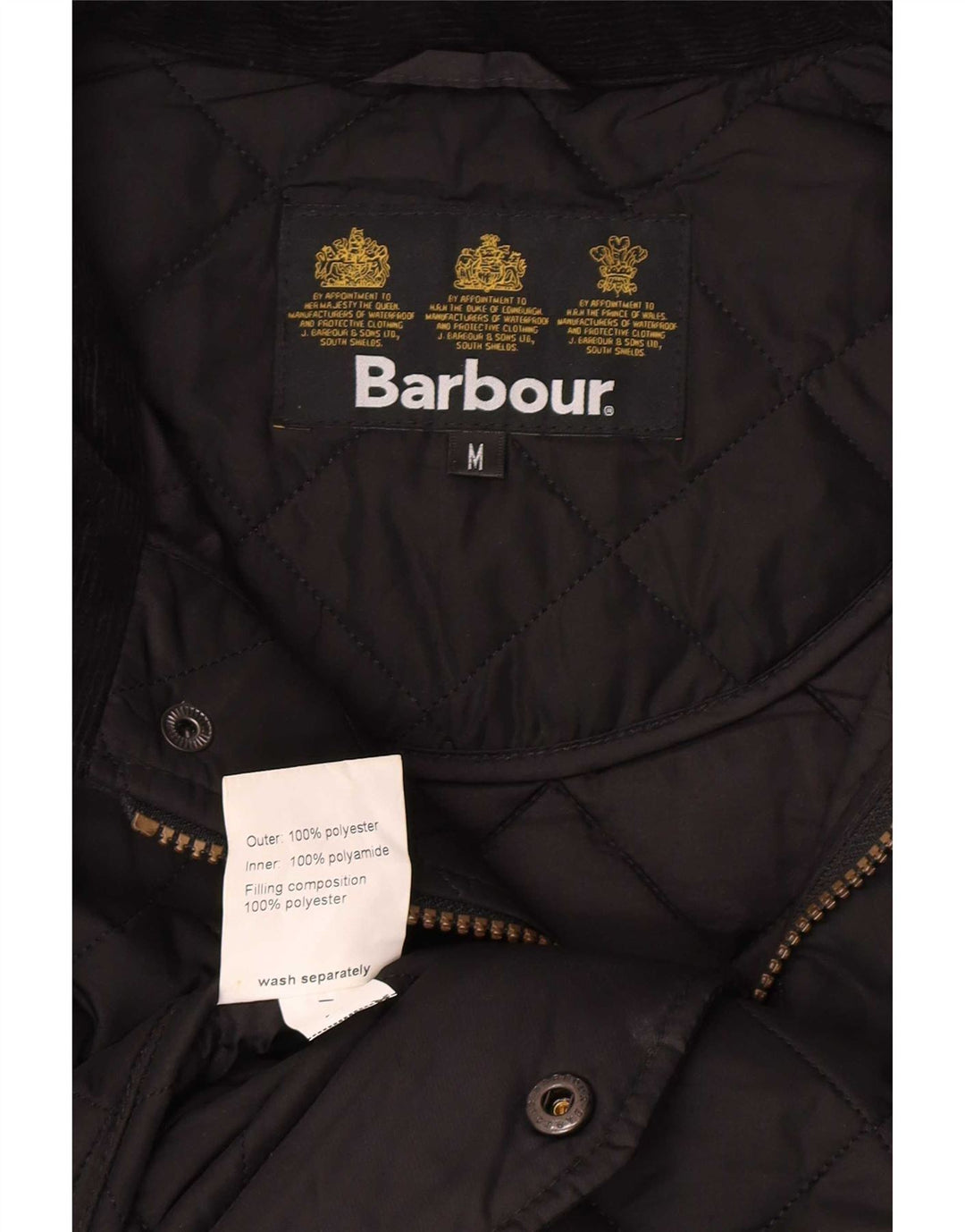 Męska pikowana kurtka Barbour UK 38, średni czarny poliester