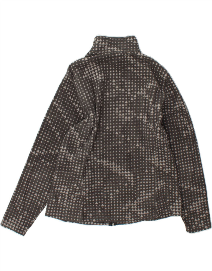 EDDIE BAUER Womens Fleece Jacket UK 16 Large Grey Geometric Polyester Vintage Eddie Bauer and Second-Hand Eddie Bauer from Messina Hembry 