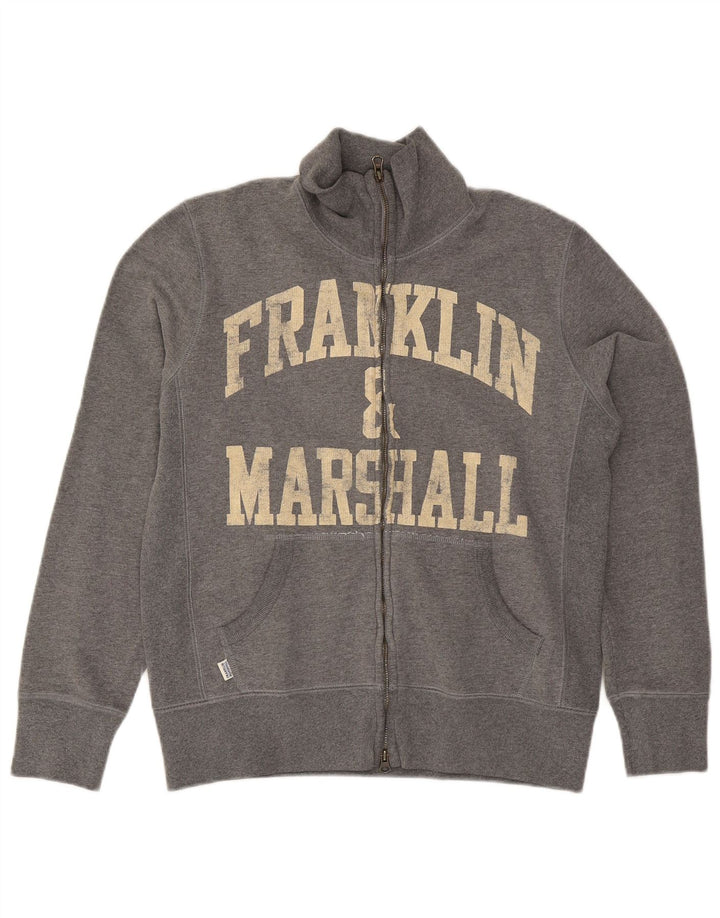 Męska kurtka dresowa Franklin & Marshall z grafiką, mała, szara, bawełniana
