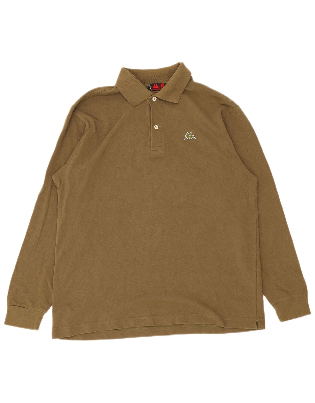 Męska koszulka polo Kappa z długim rękawem, średnia bawełna khaki
