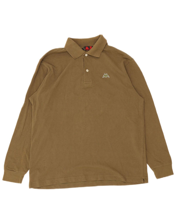 Męska koszulka polo Kappa z długim rękawem, średnia bawełna khaki