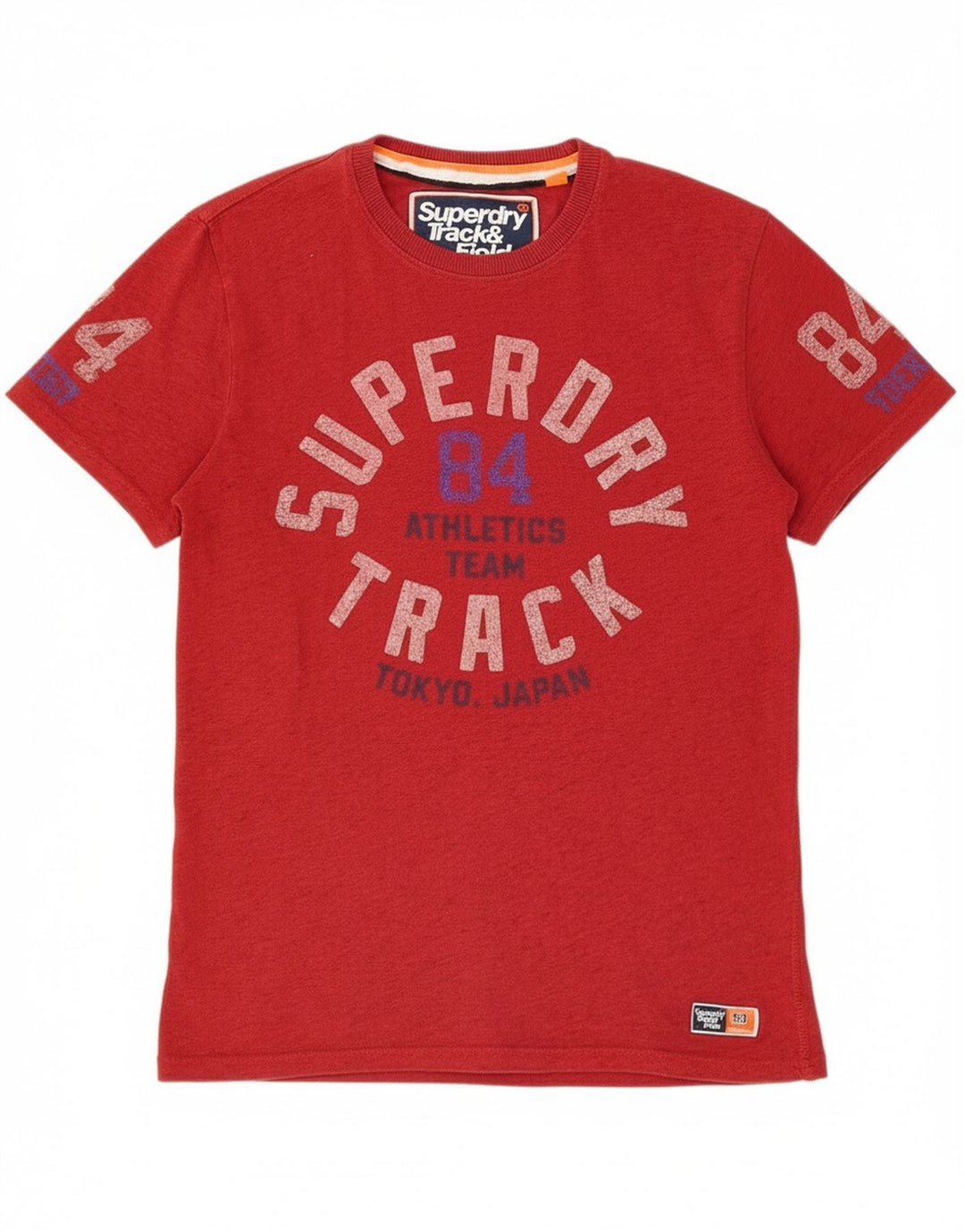 Męski T-shirt z grafiką Superdry, bawełniany, średni czerwony