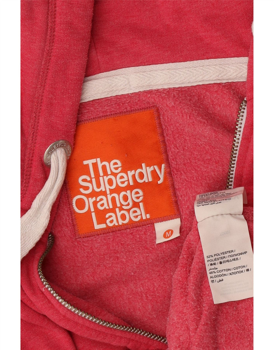 Damski sweter z kapturem i zamkiem Superdry, UK 14, średni różowy poliester