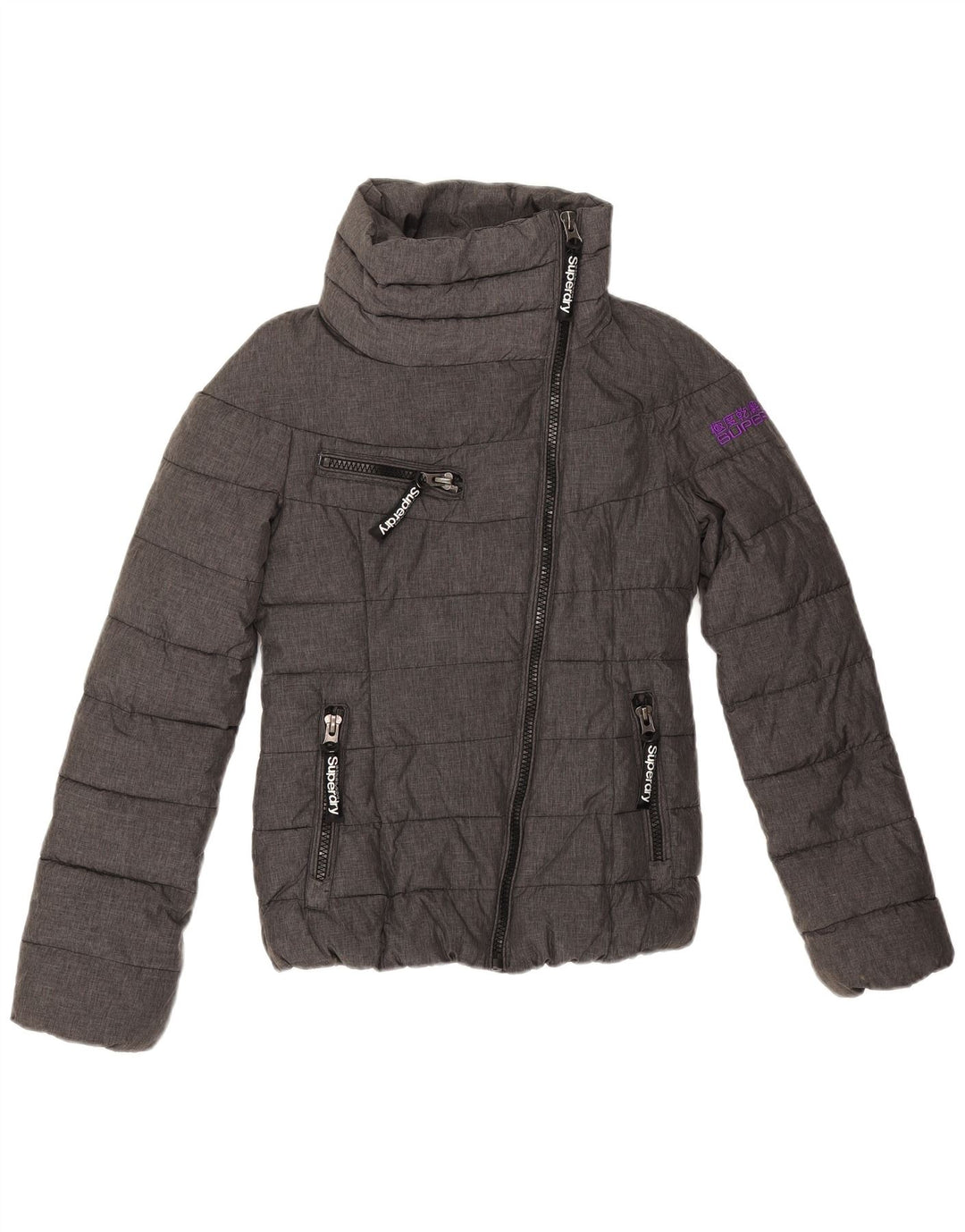 Damska ocieplana kurtka Superdry Graphic UK 6 XS, szary poliester
