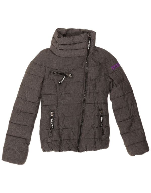 Damska ocieplana kurtka Superdry Graphic UK 6 XS, szary poliester