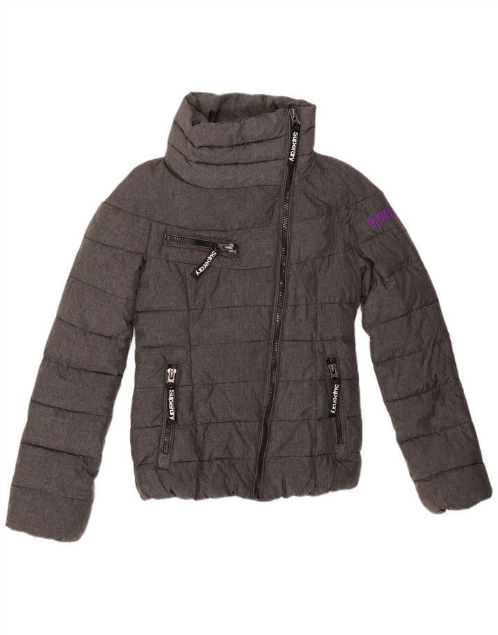 Damska ocieplana kurtka Superdry Graphic UK 6 XS, szary poliester