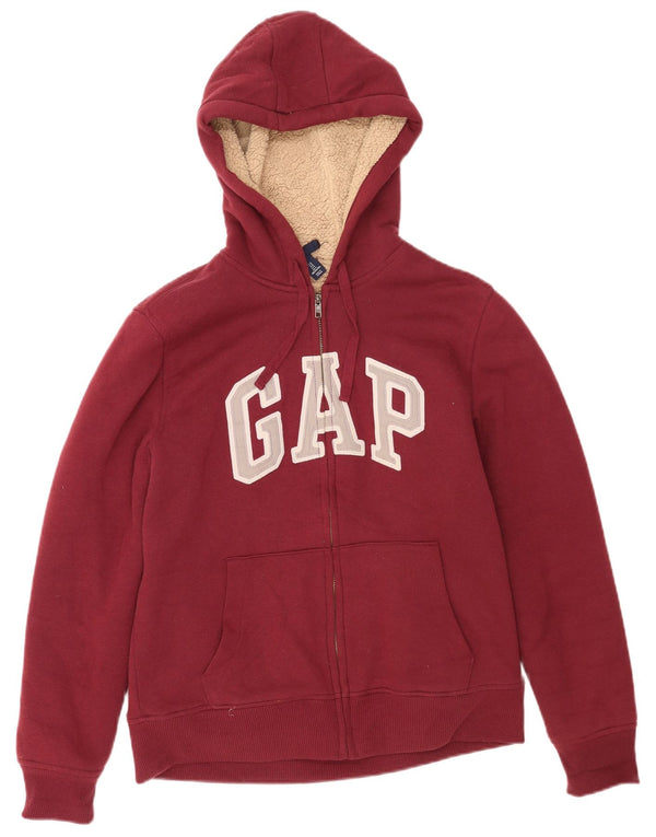 Damski sweter oversize z kapturem i zamkiem błyskawicznym Gap UK 10, mały, bordowy, bawełniany
