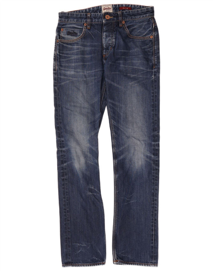 Męskie jeansy Superdry Slim W30 L32 Niebieskie, bawełniane